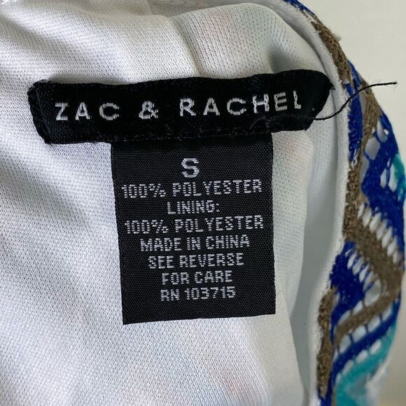 Vintage y2k Zac & Rachel Blue & White Chevron Zigzag Mermaidcore Midi Skirt Sz S - Picture 5 of 6